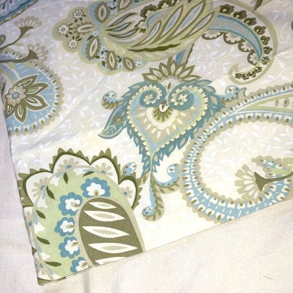 POTTERY BARN Fresco Paisley Pillow Case Blue Green Cream Standard Size - Picture 5 of 9